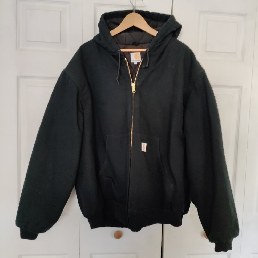 Black Carhartt Men's Duck Quilted-Flannel-Lined Active Jacket (J140)